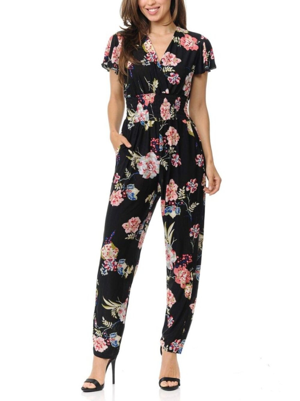 Womens Sleeveless Culotte Capri Wide Leg Wrap Romper Jumpsuit